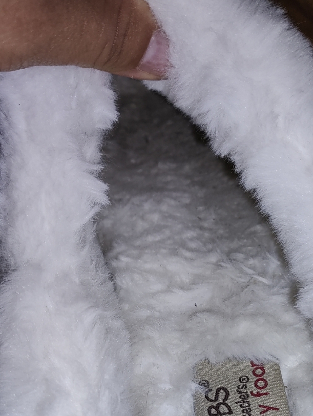 BOBS from Skechers White Cable Knit Faux Fur Slippers - Picture 7 of 10